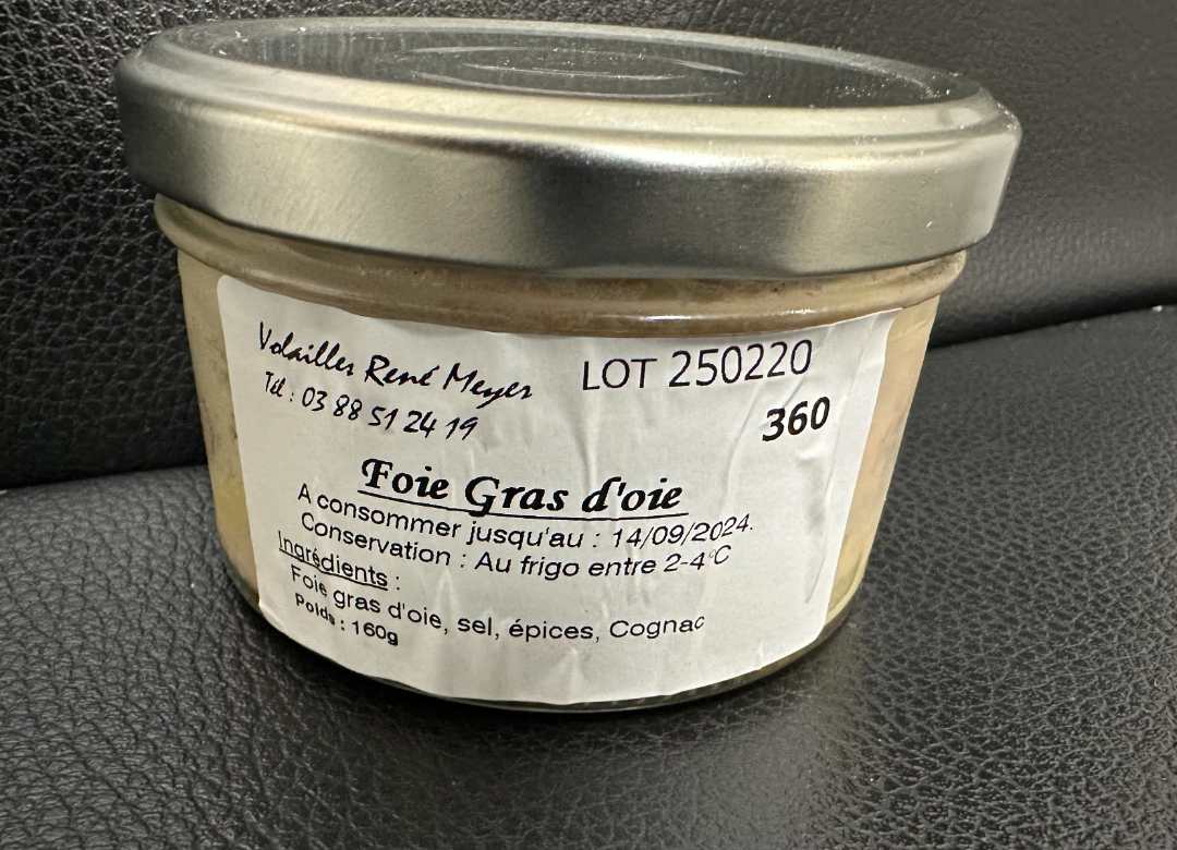 Foie gras d'oie Volailles René Meyer : photo du produit rappelé le 13/12/2023
