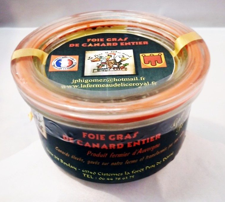 Foie gras de canard entier 100, 200 et 270 gr La Ferme au Délice Royal : photo du produit rappelé le 14/02/2024