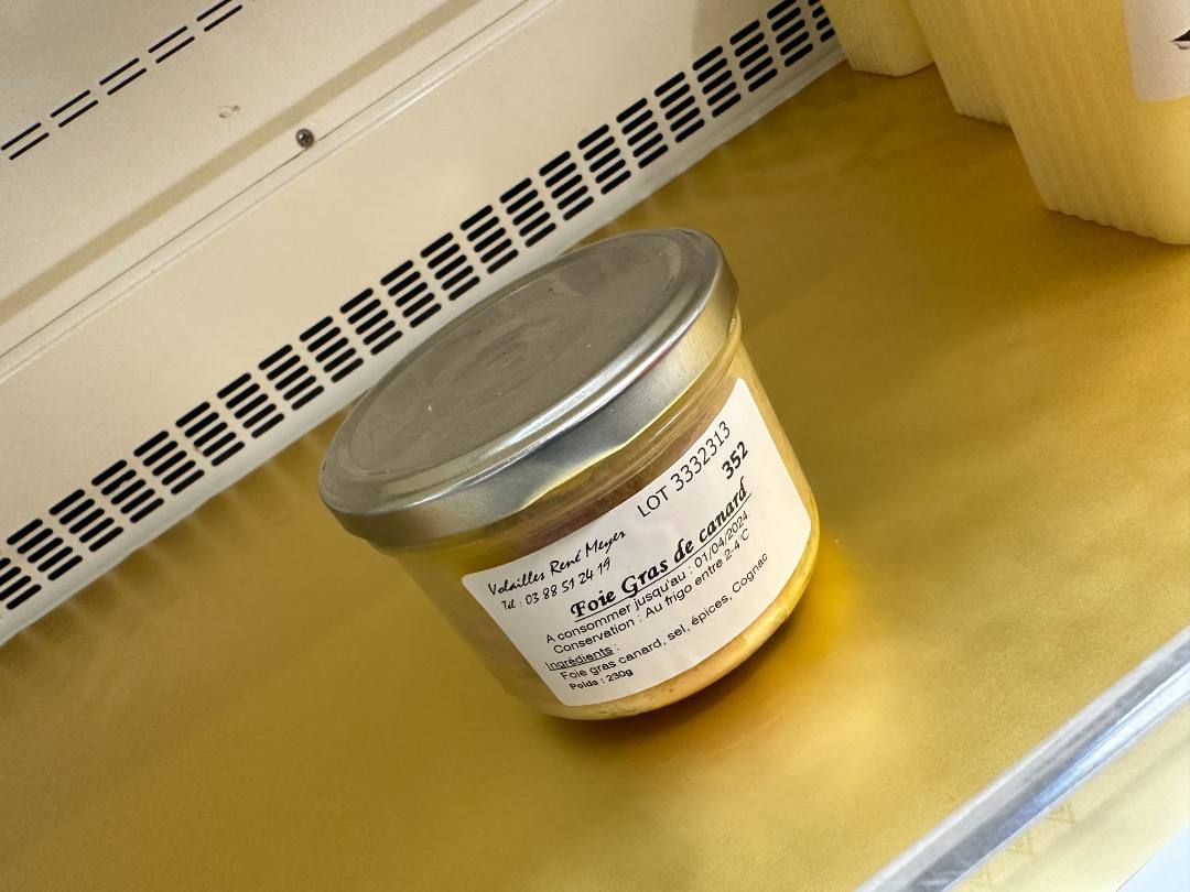 Foie gras de canard Volailles Rene Meyer : photo du produit rappelé le 13/12/2023