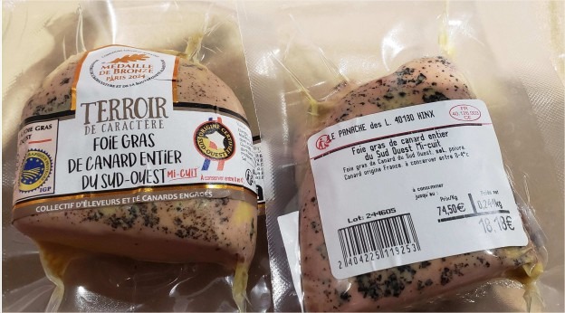 Foie gras entier de canard 250g Terroir de Caractère : photo du produit rappelé le 10/12/2024