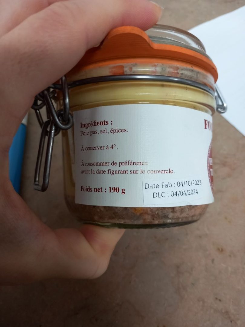 Foie gras espinasse traiteur : photo 2 sur 2 du produit rappelé le 24/01/2024