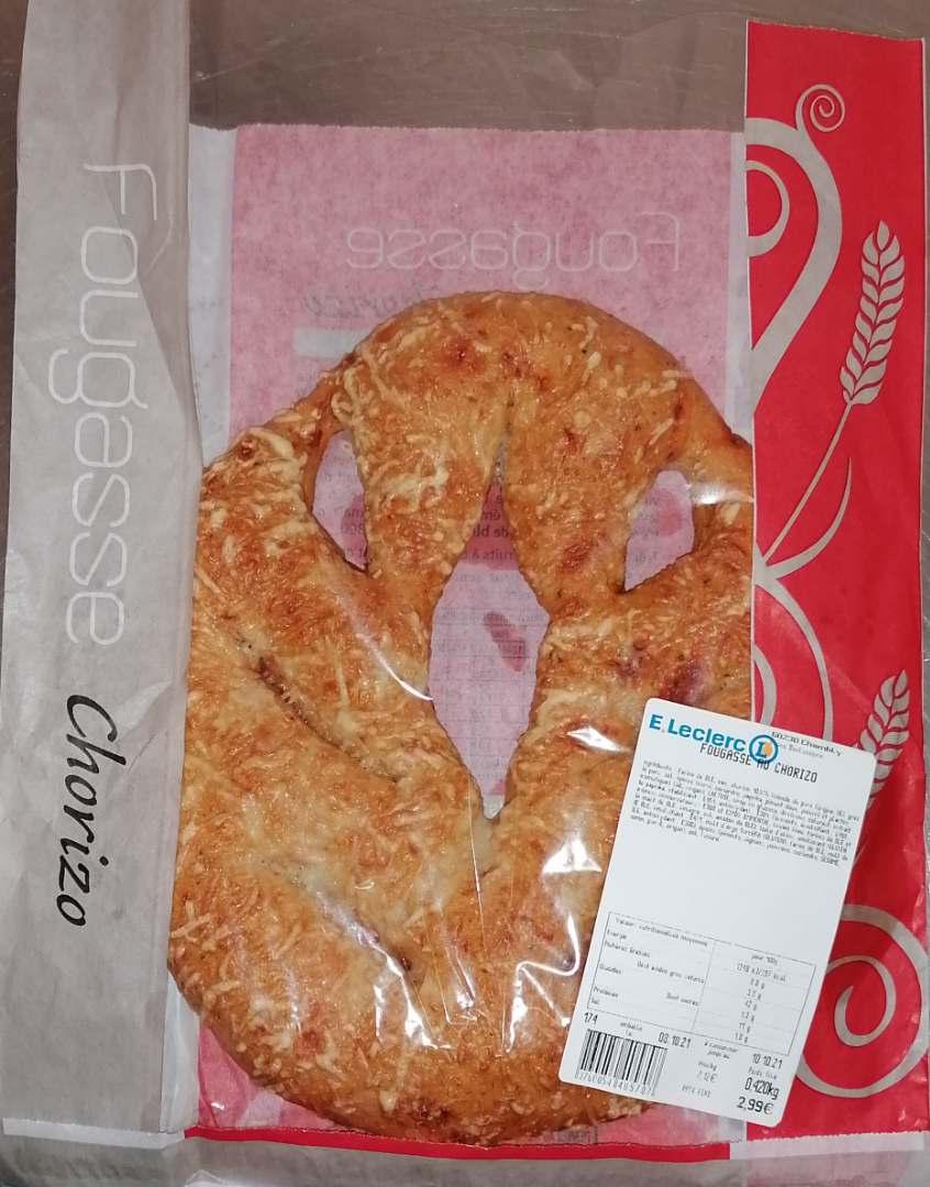 Fougasse au chorizo, gourmande au chorizo : photo du produit rappelé le 11/10/2021