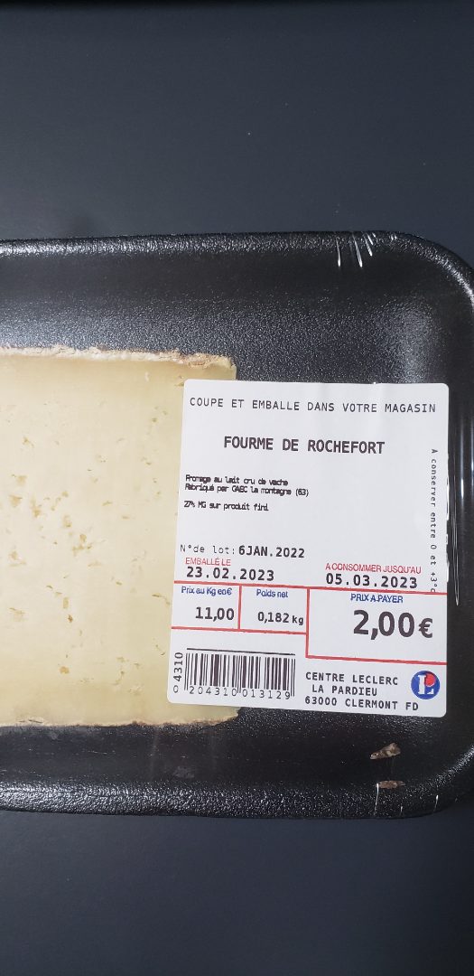 Fourme de rochefort : photo du produit rappelé le 28/02/2023