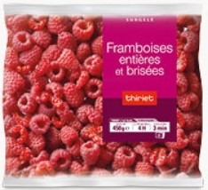 Framboises entieres et brisees 450 g Thiriet : photo du produit rappelé le 16/04/2021