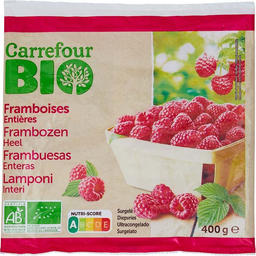 Framboises entieres surgelees Carrefour BIO : photo du produit rappelé le 27/06/2024