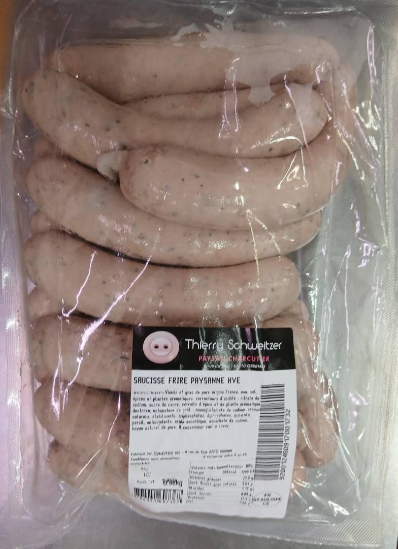 Frire paysanne 1.5kg sat 110g hve et frire paysanne 4p Thierry Schweitzer : photo du produit rappelé le 01/08/2025