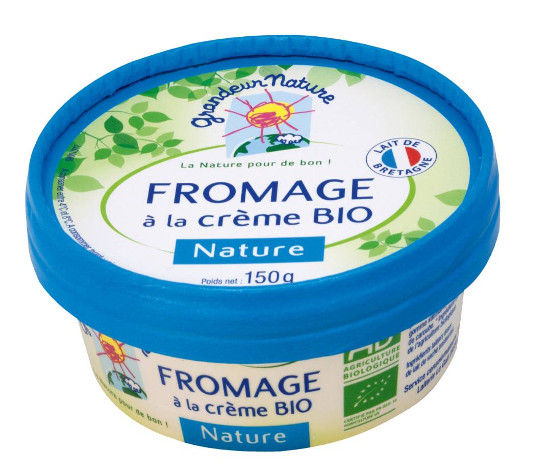 Fromage à la crème bio nature 150g Grandeur Nature : photo du produit rappelé le 22/07/2021