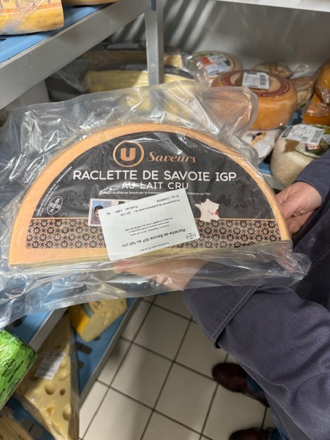 Fromage à raclette IGP au lait cru U Saveurs : photo du produit rappelé le 11/10/2024