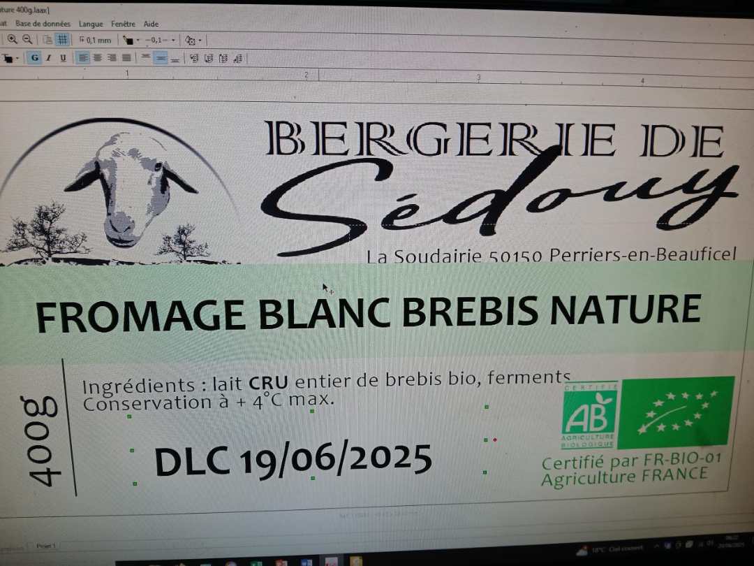 Fromage blanc 400g et fromage lactique Bergerie de Sedouy : photo du produit rappelé le 23/06/2025