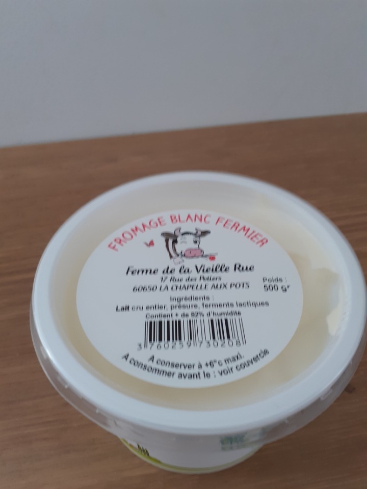 Fromage blanc fermier, formage frais fermier Ferme de la Vieille Rue : photo du produit rappelé le 02/06/2021