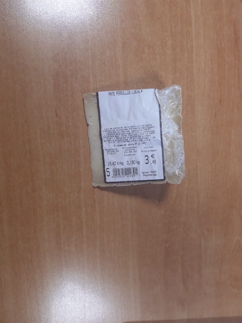 Fromage de brebis au lait cru vendu au rayon fromage coupe du magasin : photo du produit rappelé le 28/06/2022