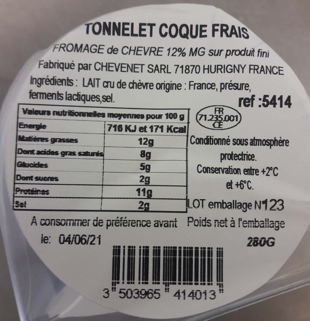 Fromage de chevre frais Chevrigny - Chevrier des Crays : photo 5 sur 5 du produit rappelé le 12/05/2021