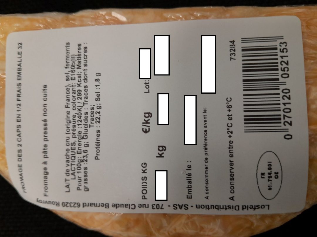 Fromage des 2 caps en 1/2 frais emballe 320 g : photo du produit rappelé le 23/02/2024
