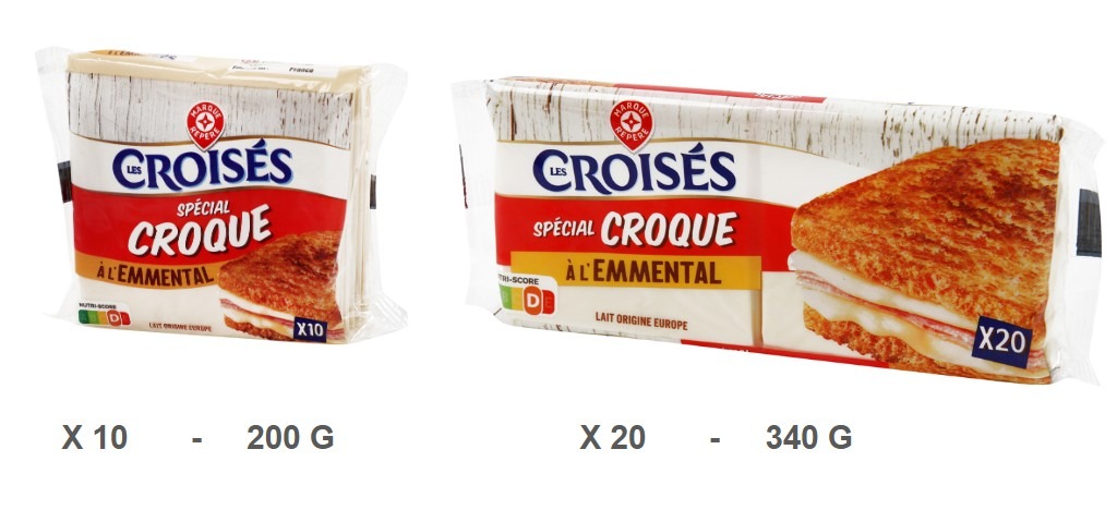 Fromage fondu spécial croque à l'emmental x10(200g) et x20 Les Croisés : photo du produit rappelé le 16/02/2026