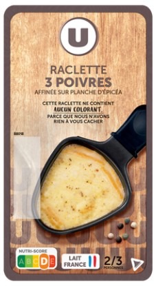Fromage pour raclette lait pasteurisé aromatisé 3 poivres 27% mg u 300g : photo du produit rappelé le 30/12/2025