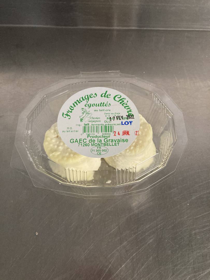 Fromages de chèvre au lait cru Égouttés, Demi-Secs par 2 : photo du produit rappelé le 08/02/2022