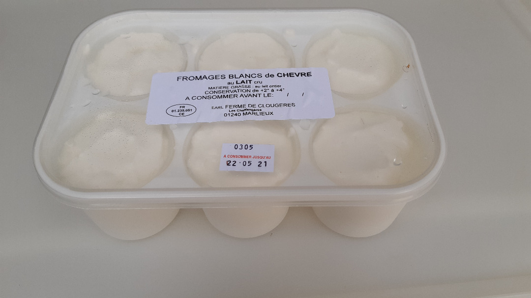 Fromages de chevre et faisselle de chevre Ferme de Clougeres : photo 2 sur 4 du produit rappelé le 12/05/2021