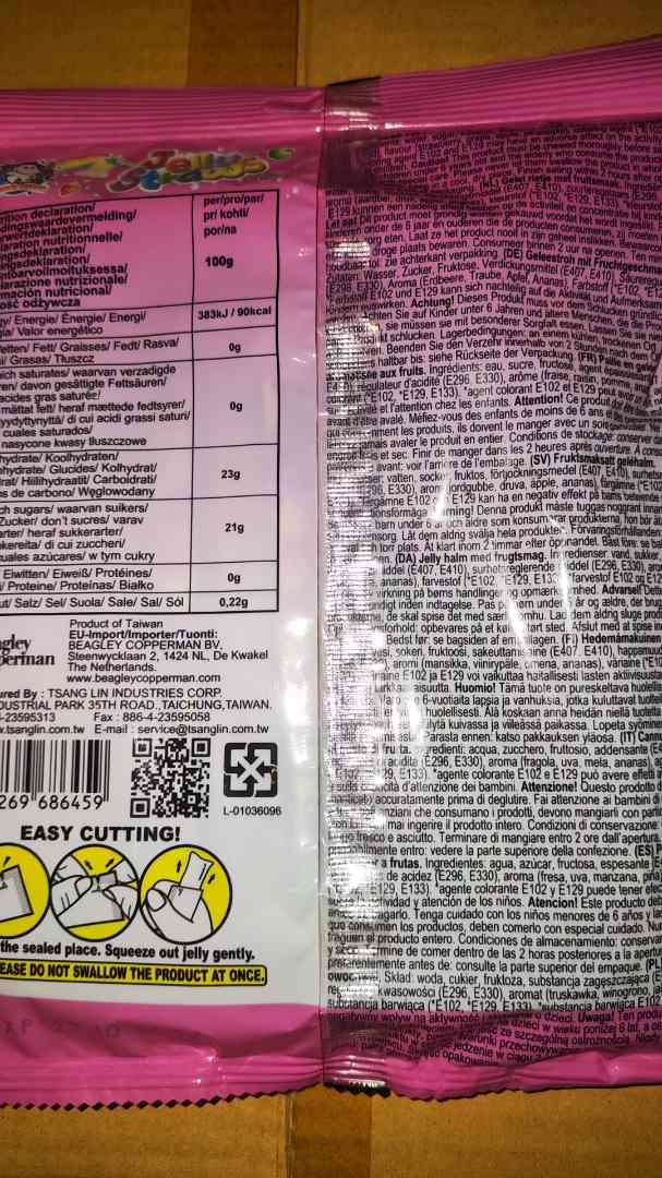 Fruit jelly straws Abc : photo du produit rappelé le 02/02/2024