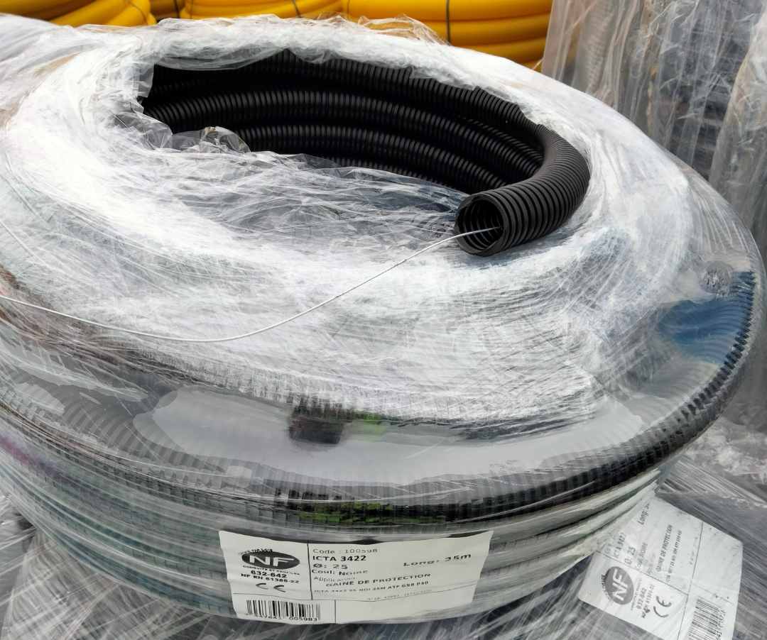 Gaine icta 3422 couleur noire diamètre 25mm longueur 50m avec tire Elydan : photo du produit rappelé le 22/04/2022