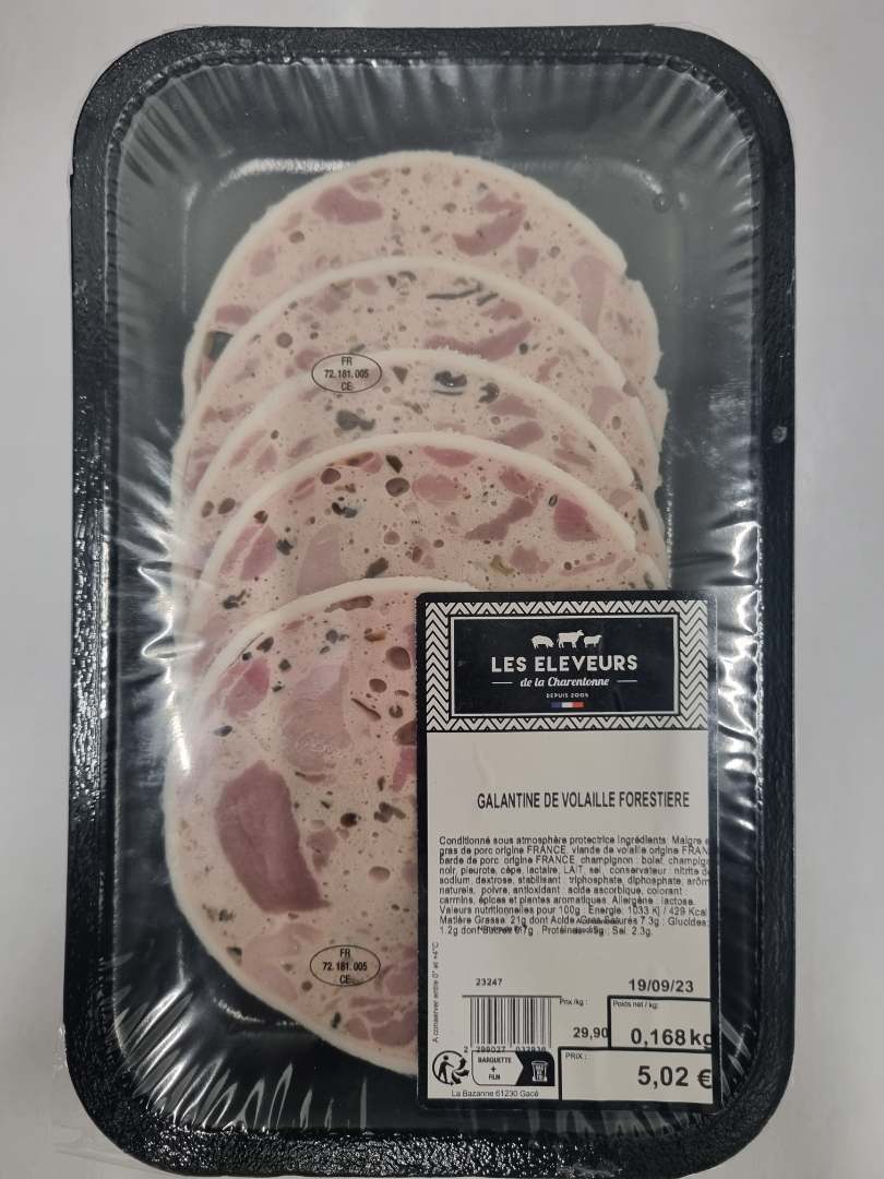 Galantine de volaille forestière x5 Les Eleveurs de la Charentonne : photo du produit rappelé le 20/09/2023