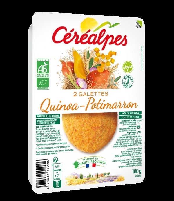 Galette quinoa potimarron Céréalpes : photo du produit rappelé le 10/02/2025