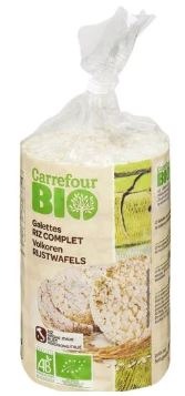 Galettes riz complet Carrefour BIO : photo du produit rappelé le 19/10/2022