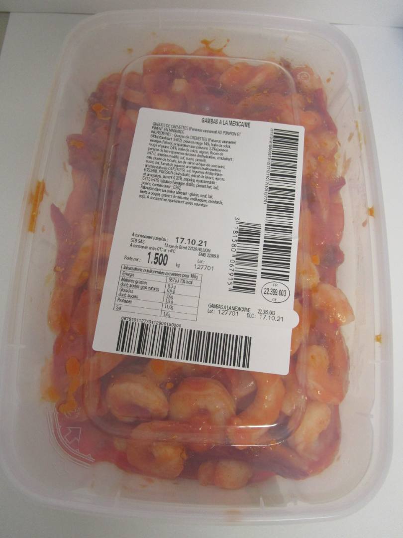 Gambas à la mexicaine : photo du produit rappelé le 08/10/2021