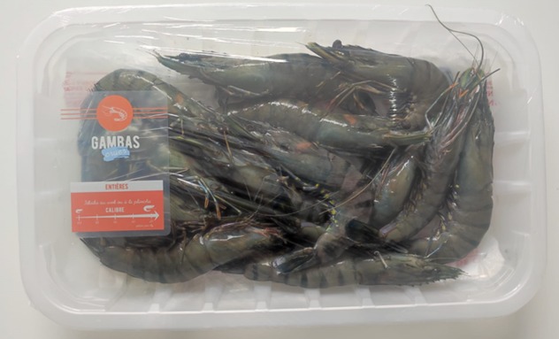 Gambas entières crues 16/20 800g Grand Frais / Fresh / Mon-Marche.FR : photo du produit rappelé le 26/05/2025