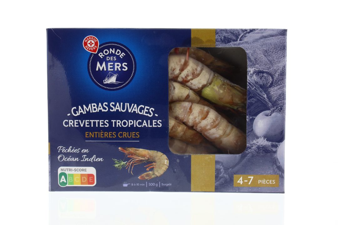 Gambas sauvages - crevettes tropicales entières crues Ronde des Mers : photo du produit rappelé le 07/05/2026
