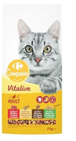 Gamme croquettes chats companino vitalive : photo du produit rappelé le 24/12/2024