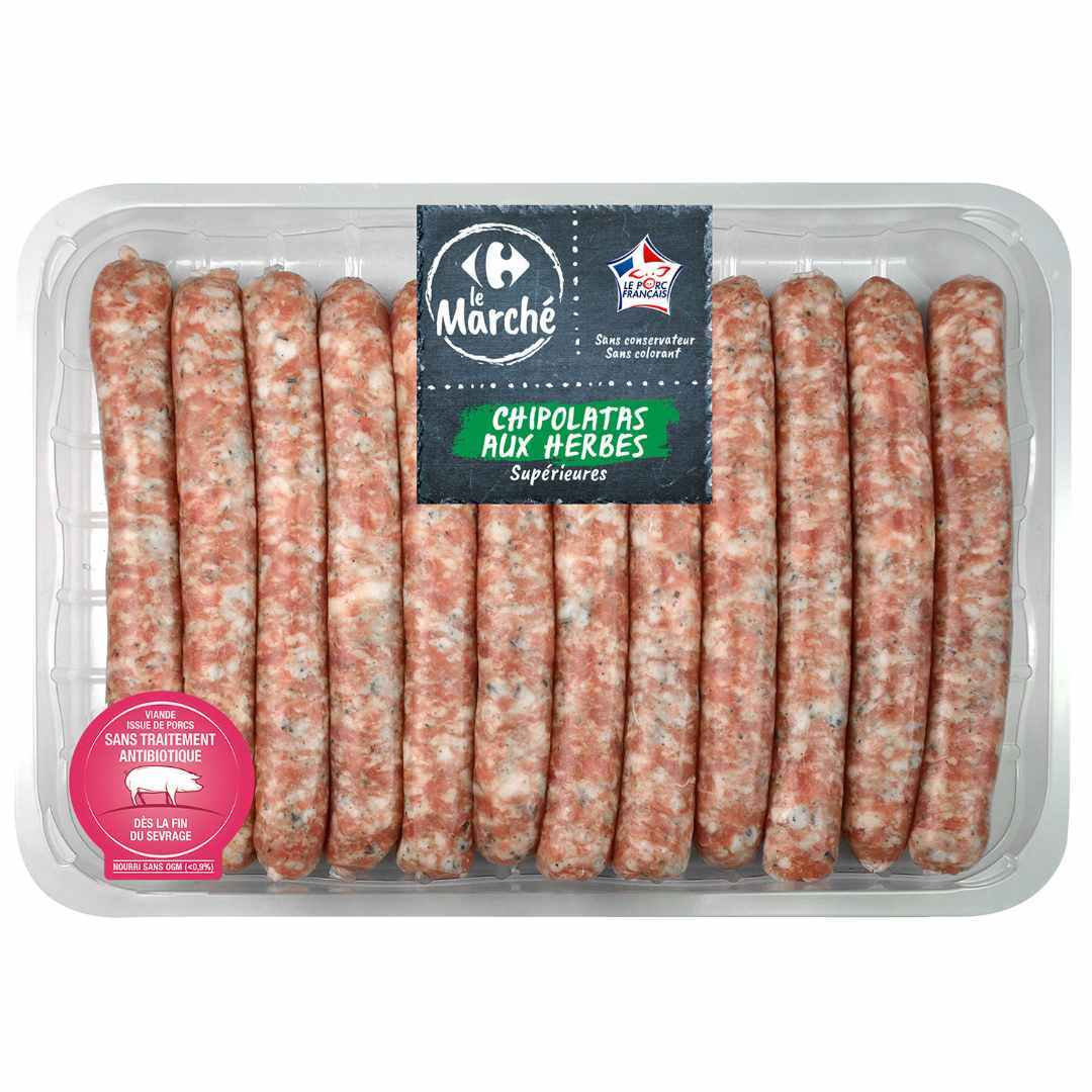 Gamme de saucisserie (chipolatas , merguez et farce) Marque de Carrefour : photo 4 sur 5 du produit rappelé le 27/05/2024
