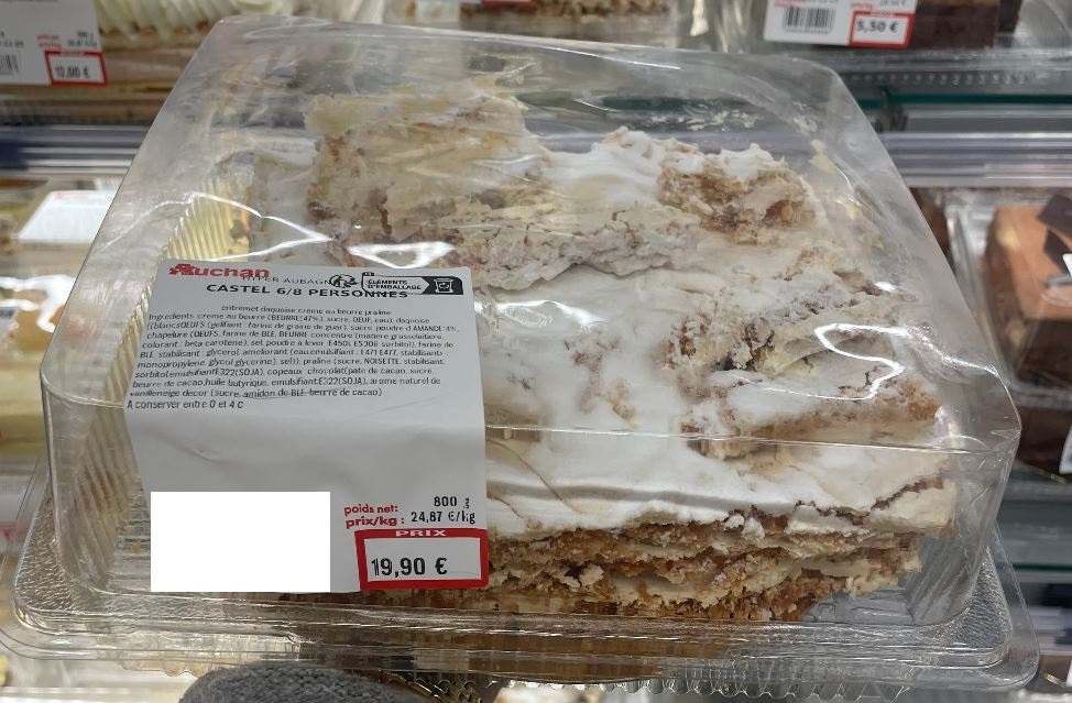 Gateau castel Auchan : photo du produit rappelé le 17/11/2025