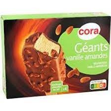 Geants vanille chocolat au lait amandes x4 440 ml/314 g Cora : photo du produit rappelé le 09/07/2021