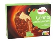 Géants vanille / chocolat lait amandes x4 440 ml – 314 g Cora : photo du produit rappelé le 15/12/2021
