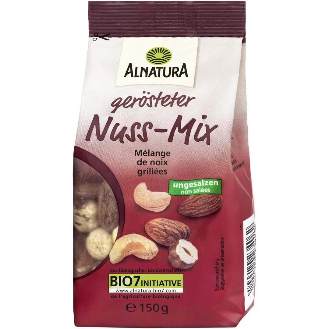Geröster nuss-mix (mélange de noix grillées et non salées) Alnatura : photo du produit rappelé le 30/03/2022