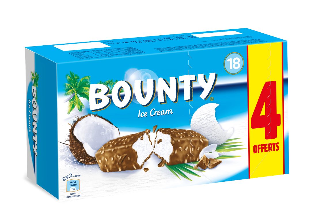 Glace bounty x18 dont 4 offerts : photo du produit rappelé le 22/07/2021