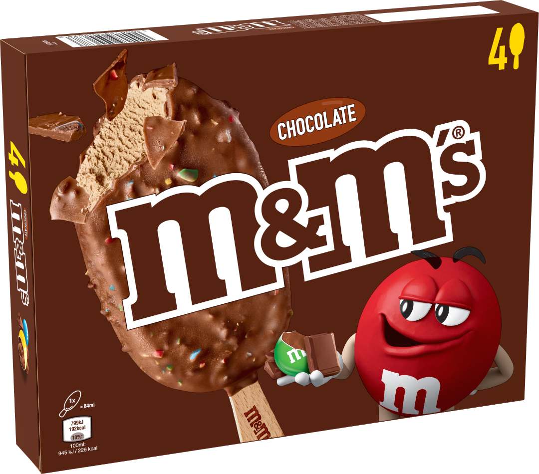 Glace m&m's chocolat bâtonnet x4 : photo du produit rappelé le 22/07/2021