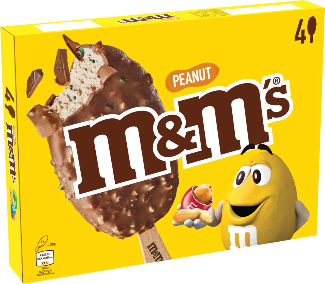 Glace m&m's peanut bâtonnet x4 - 328 ml : photo du produit rappelé le 22/07/2021