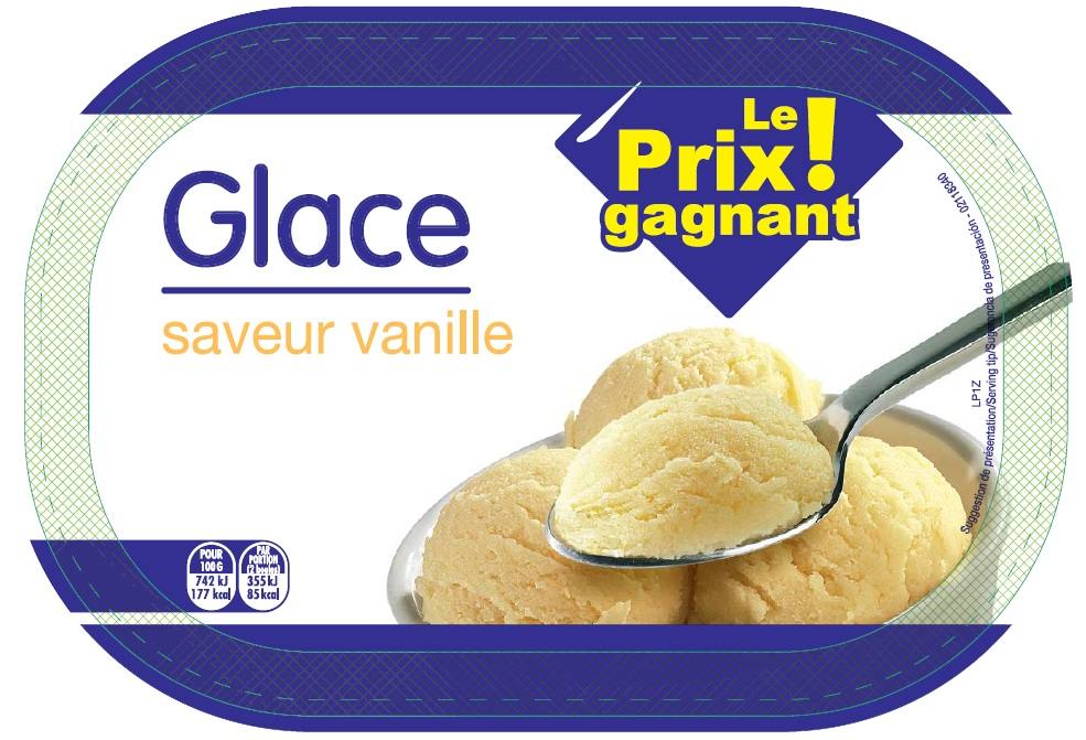 Glace saveur vanille 478g / 1l le prix gagnant Leader Price : photo du produit rappelé le 28/07/2021