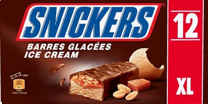 Glace snickers-xl-x12 - 636 ml : photo du produit rappelé le 22/07/2021