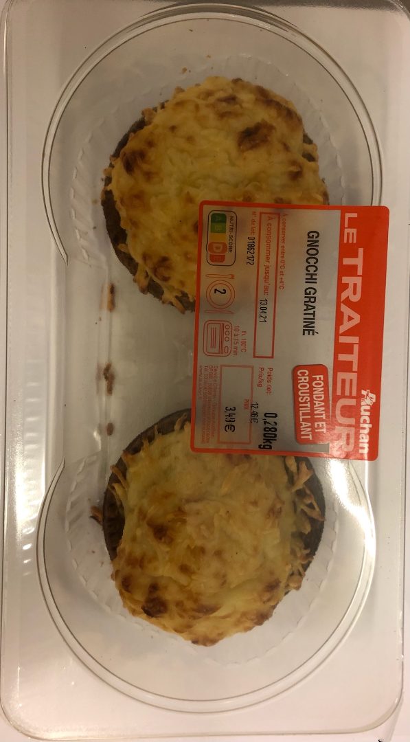Gnocchi gratiné x 2 Auchan : photo du produit rappelé le 01/04/2021