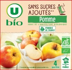 Gourdes compotes bio sans sucres ajoutés 4x90g U BIO : photo 3 sur 4 du produit rappelé le 21/03/2023
