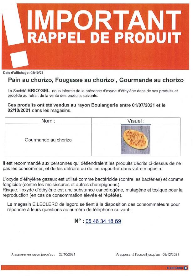 Gourmande au chorizo 310g : photo du produit rappelé le 13/10/2021