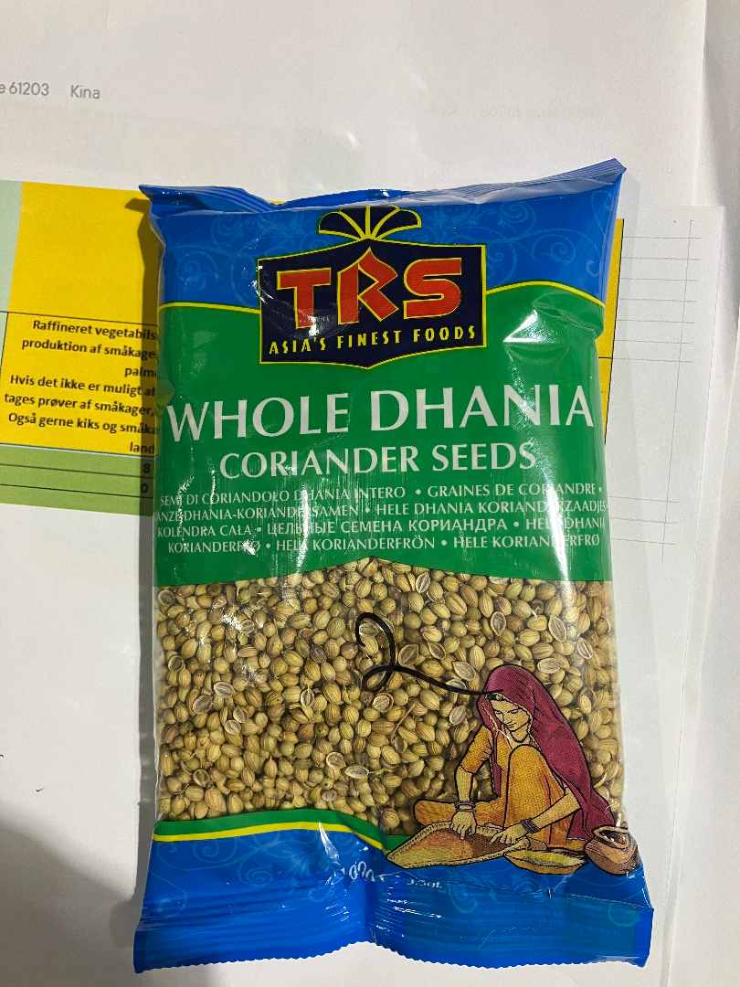 Graines de coriandre dhania entières TRS : photo du produit rappelé le 09/04/2026