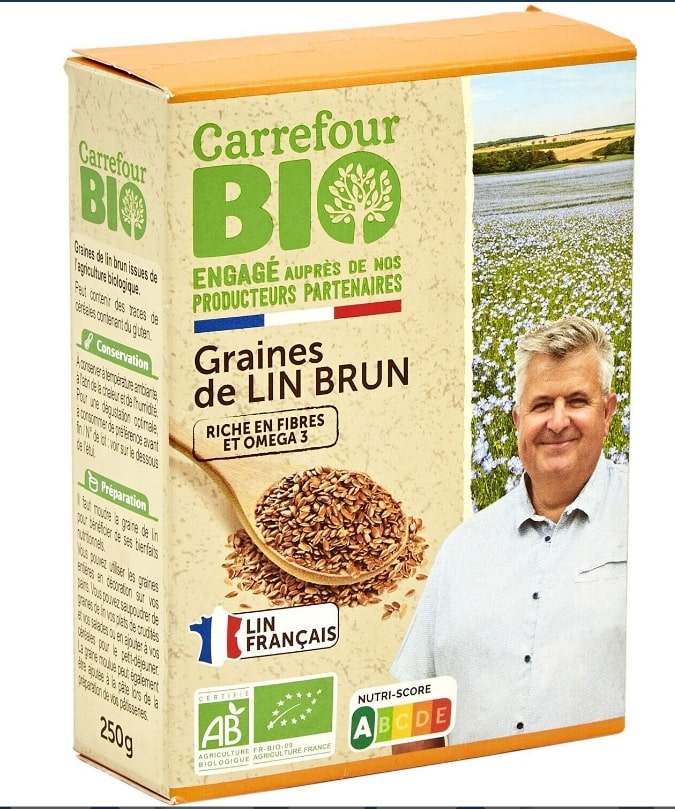 Graines de lin brun bio origine France Carrefour BIO : photo du produit rappelé le 16/12/2024