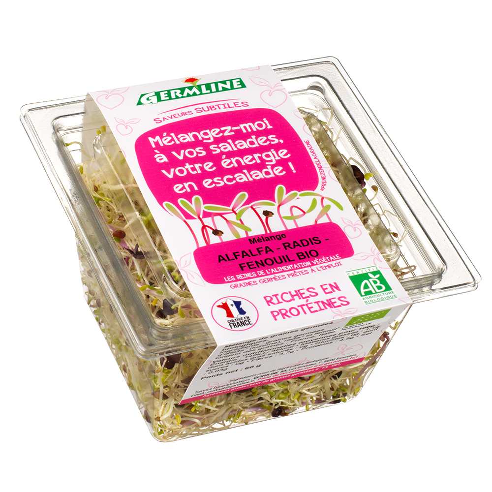 Graines germées biologiques alfalfa-radis-fenouil Germline : photo du produit rappelé le 20/05/2022