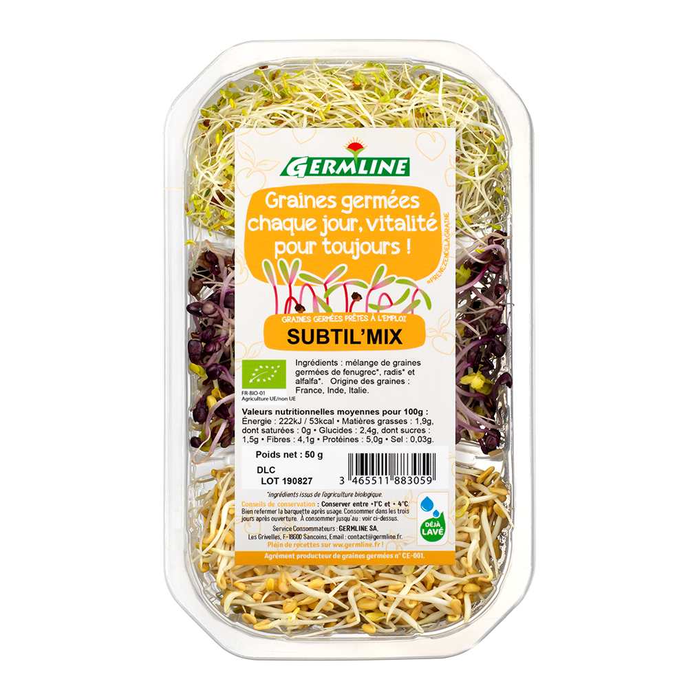 Graines germées biologiques subtil'mix 50g Germline : photo du produit rappelé le 05/05/2022