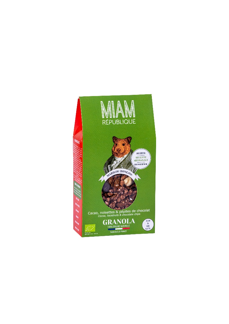 Granola cacao noisette chocolat Miam République : photo du produit rappelé le 05/07/2024
