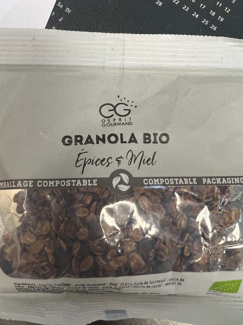 Granola miel épices bio Eprit Gourmand : photo du produit rappelé le 28/12/2022