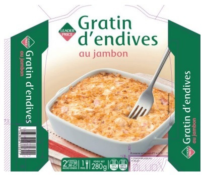 Gratin d'endives au jambon 280 g Leader Price : photo du produit rappelé le 09/04/2021